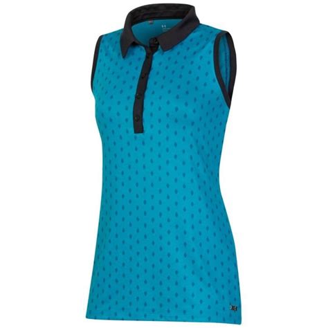 Under Armour Womens Zinger Feather Print Sleeveless Golf Polo Carls