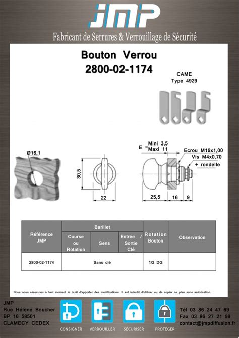 Bouton Verrou Serrure Coffret Lectrique