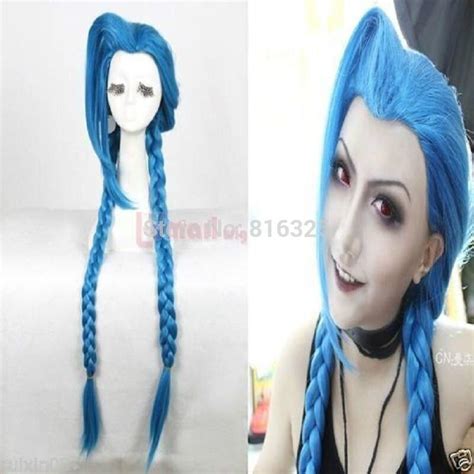 Dm69000543 Lol New Hero Jinx 100cm Long Blue Braid Cosplay Party Hair