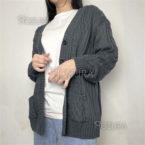 Jual Hozura Cardigan Sweater Rajut Kepang Wanita Premium Lanna