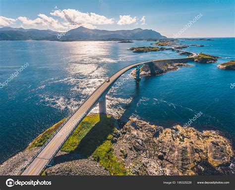 Aerial Drone Shot Amazing Famous Atlantic Road Norway Stock Photo