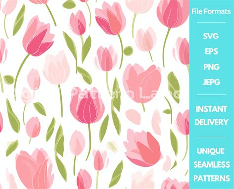 Pink Tulip Pattern Pink And White Seamless Pattern Ditsy Flowers