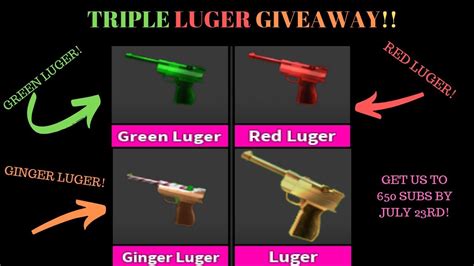 Triple Luger Giveaway Red Luger Green Luger And Ginger Luger