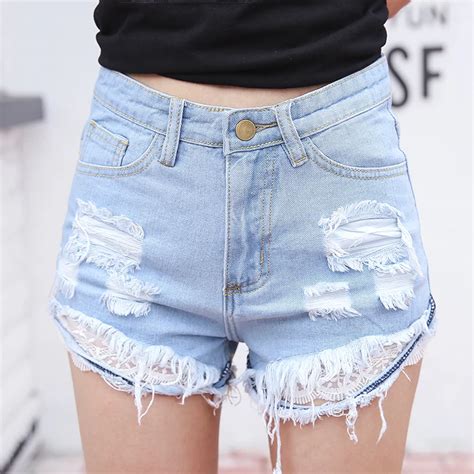 2017 Summer Women Ripped Hole Denim Hot Shorts Female High Waist Mini