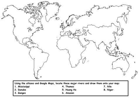 Geography - Locating Rivers of the World Activity Sheet | Teaching ...