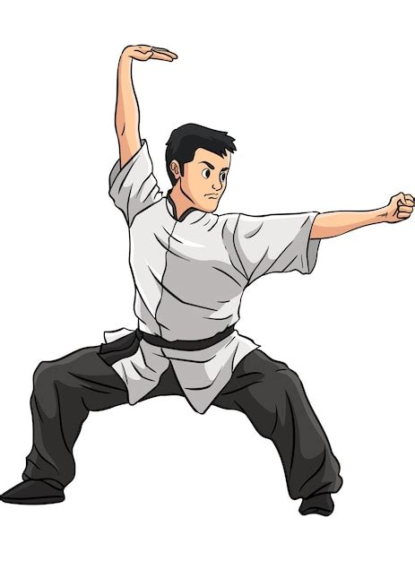 Ilustração de clipart colorida de desenho animado de kung fu Vetor