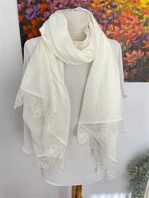 Wedding Shawl Off White Shawl With Lace Pashmina Shawl Set W French