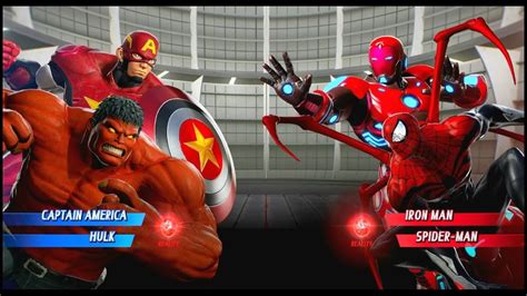 Hulk And Captain America Red Vs Iron Man And Spiderman Very Hard Marvel Vs Capcom Infinite