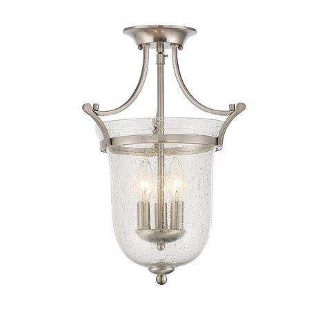 Filament Design 3 Light Satin Nickel Semi Flush With Clear Seeded Glass 12 Inch The Home