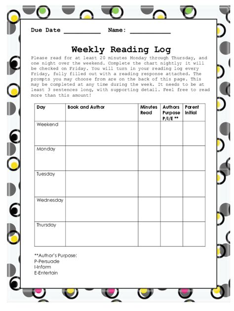 Fillable Online No More Weekly Reading Logs Fax Email Print PdfFiller