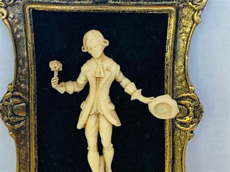 Roman Fontanini Framed Brass Resin Figurine Depose Italy Etsy