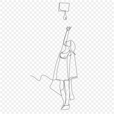 Graduation Hat Throw Vector Hd Images Woman Abstract Line Art Drawing