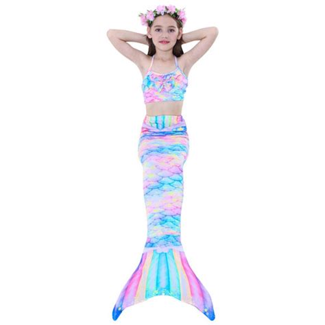 Sirena Cola Y Bikini Ni As Traje De Ba O Set Env O Gratis Meses Sin