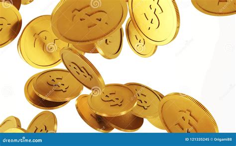 Falling Gold Coins Rain From Golden Coins Coins With Dollar Sign