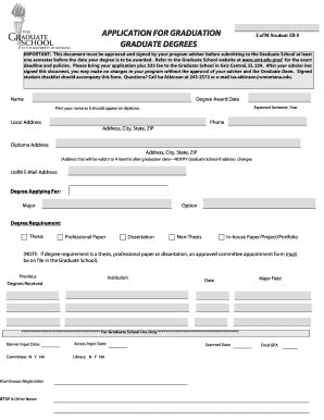 Fillable Online Cas Umt Application For Graduation Uofm Student Id