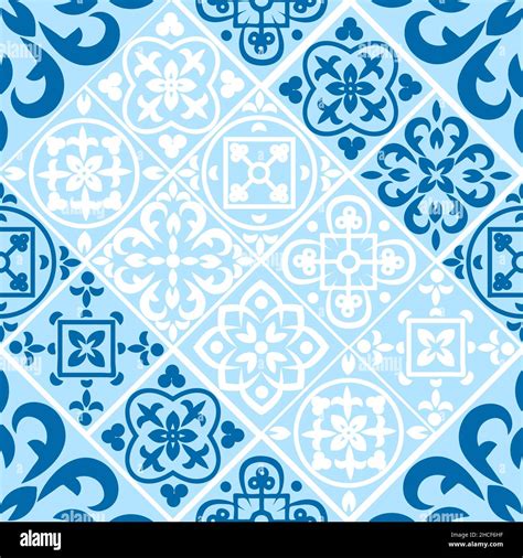 Portuguese Seamless Pattern With Azulejo Tiles Gorgeous Seamless