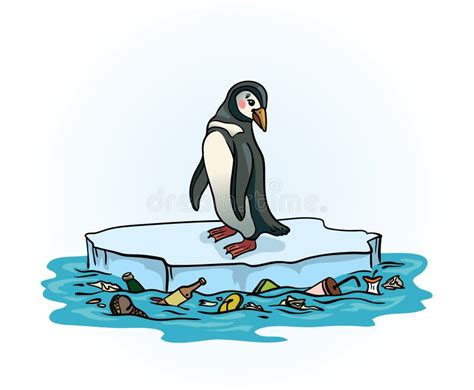 Pinguim Gelo Derretido E Mar Polu Do Ilustra O Stock Ilustra O De