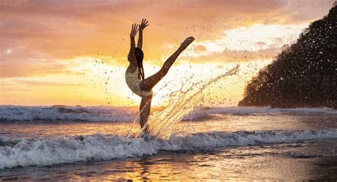 Gymnastics On The Beach Sunset