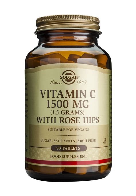 SOLGAR VITAMIN C WITH ROSE HIPS C Витамин C с шипка 1500mg x 90 tabl