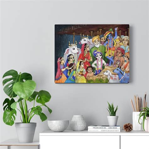 Govardhan Lila Canvas Wall Art Print Krishna Wall Art - Etsy