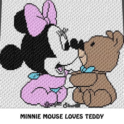 Baby Minnie Mouse With Toy Teddy Bear Disney Cartoon Character Crochet