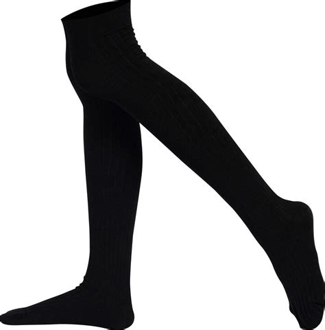 Mysocks Unisex Over The Knee High Socks Ribbed Black Shopstyle