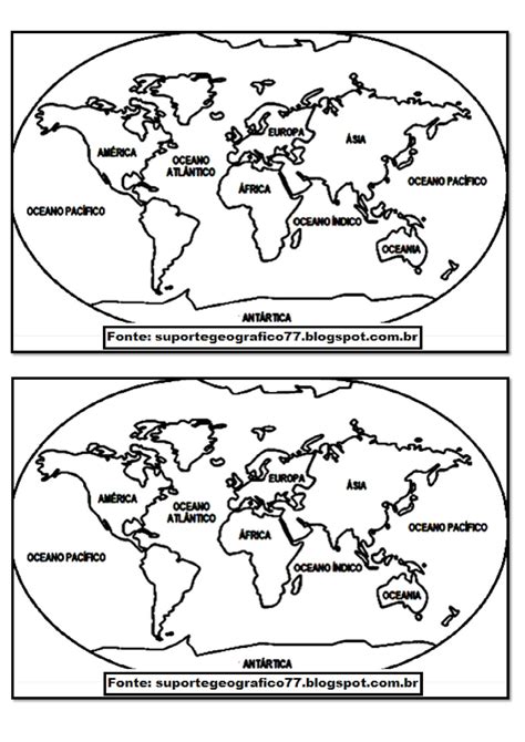 Mapa Mundi Para Colorir Continentes ENSINO