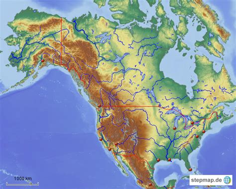 Stepmap Nordamerika Physisch Landkarte F R Nordamerika