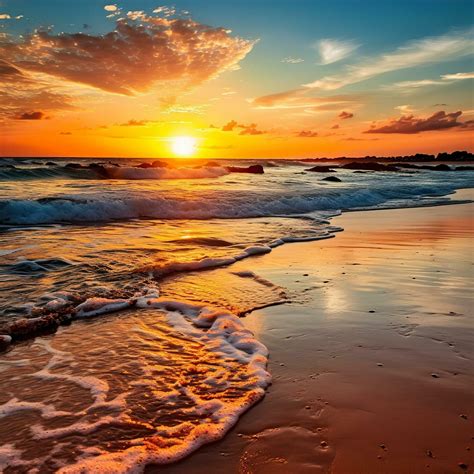 Beautiful bright sunset on a tropical paradise beach AI Generated 25950008 Stock Photo at Vecteezy