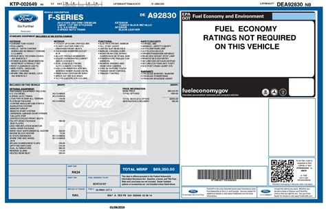 Window Sticker For 2013 Ford Super Duty F 450 Drw