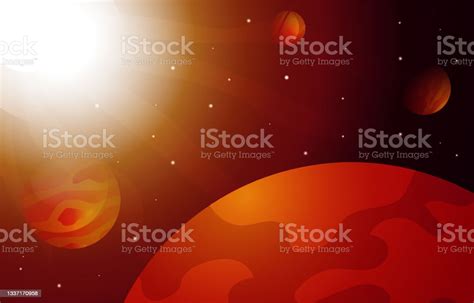 Bright Sun Planet Star Sky Space Universe Exploration Illustration