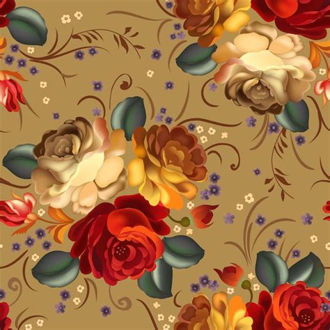 Premium Vector Floral Seamless Pattern With Vintage Flowers