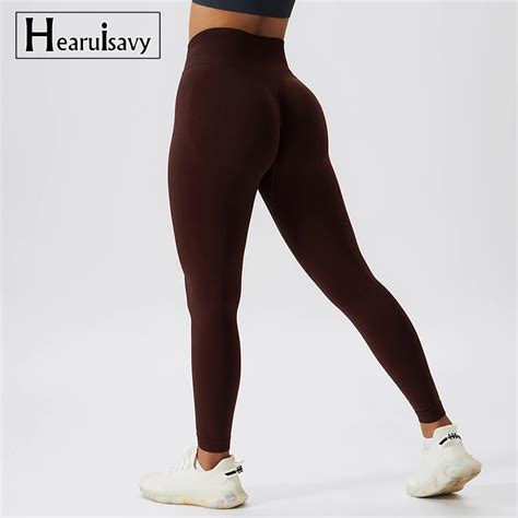 Sem Costura Estiramento Push Up Leggings Do Esporte Das Mulheres Cal As