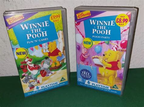 Winnie The Pooh Fun N Games And Pooh Party Playtime 3 And 2 Pal Vhs Video