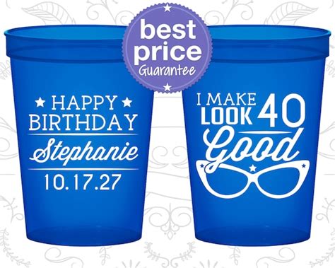 40th Birthday Party Cups Personalized Birthday Cups Custom Etsy