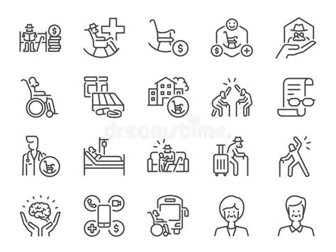 Aging Society Icon Set It Included Icons Such As Senior People