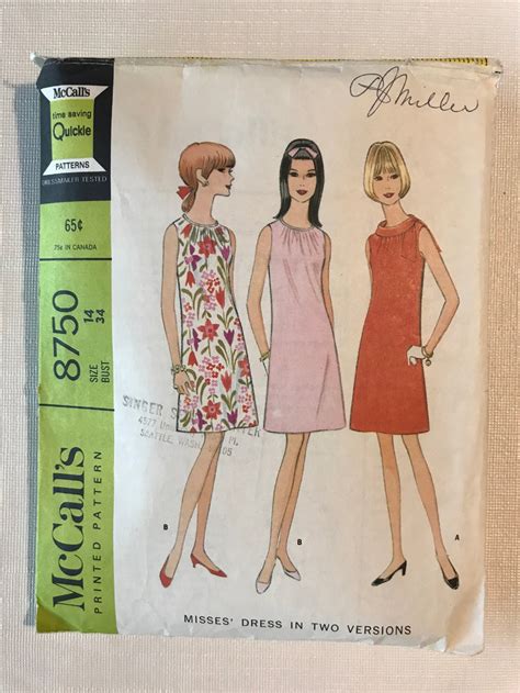 Vintage Mccall S S Shift Dress Pattern Size Etsy Shift