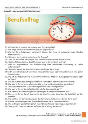 1 Berufsalltag Deutsch DAF Arbeitsblätter pdf doc