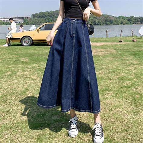 Women Spring And Autumn New High Waist Zipper Denim Skirt Fashion