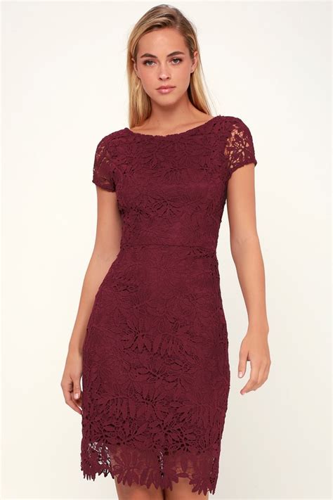 Lovely Burgundy Dress Bodycon Dress Lace Dress Lulus