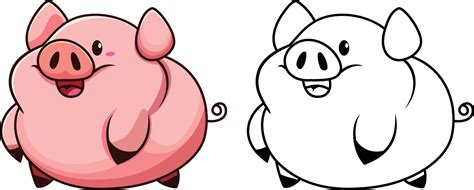 Over Weighted Fat Pig Cartoon Vector Illustration Pink Chubby Farm Hog