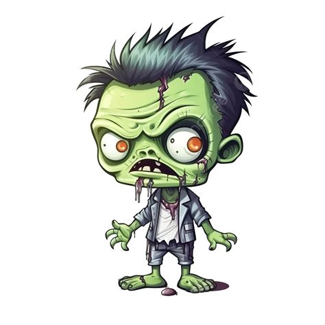 Cute Baby Zombie Cartoon Illustration Halloween Concept Character