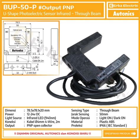 Jual Autonics BUP 50 P 12 24v DC Photo Sensor Infrared Through Beam