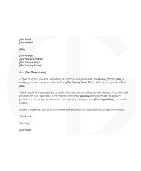 6 Email Resignation Letter Templates Free Word Pdf Format Download