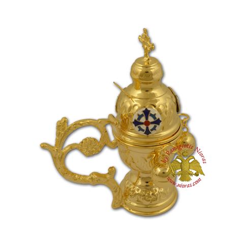 Katsion Athinaikon Style B Church Censer Gold Plated With Enamel