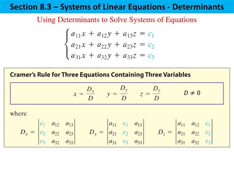 Ppt Section Systems Of Linear Equations Determinants