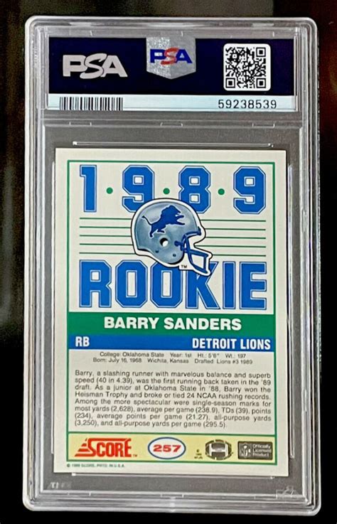 Barry Sanders ROOKIE PSA 9 MINT Detroit Lions 1989 Score Football