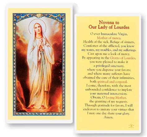 Novena To Our Lady Of Lourdes Laminated Prayer Cards 25 Pack