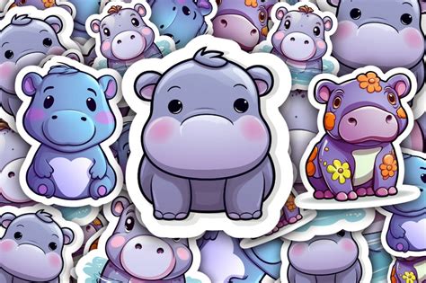 Kawaii Hippo Sticker Hippo Decal Hippo Laptop Sticker Cute Hippo