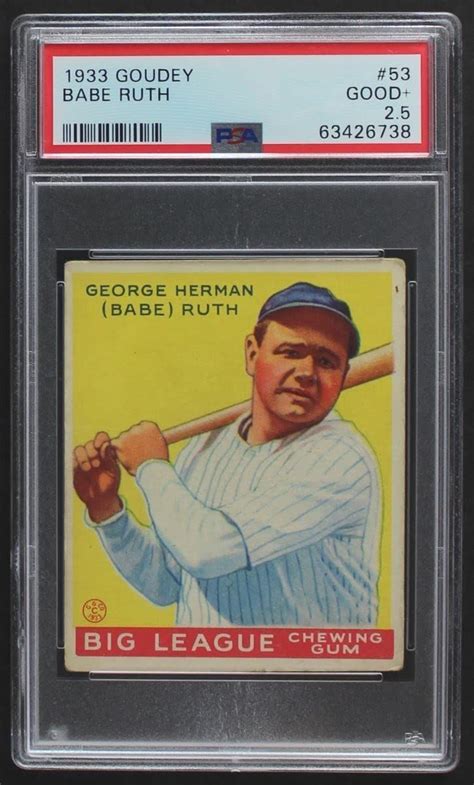 1933 Goudey 53 Babe Ruth New York Yankees Baseball Card PSA PSA 2